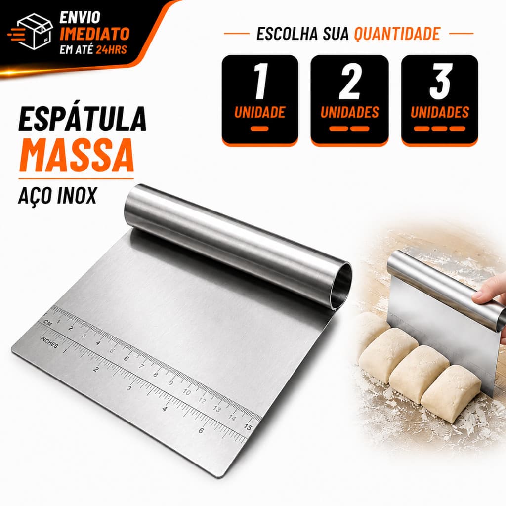 Espátula Raspadora Tubular Em Inox 1/2/3 Cortadora De Massa
