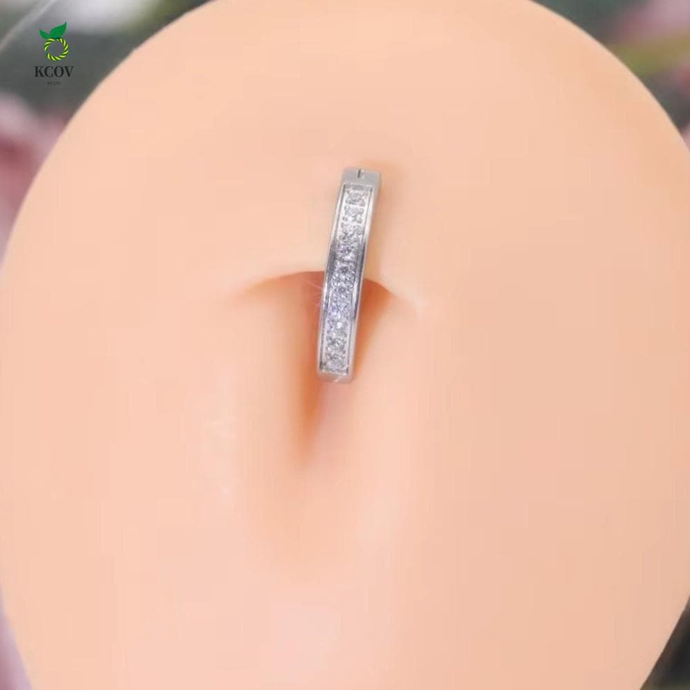 Piercing De Umbigo KCOV Gem , Anéis De Zircônia De Aço Inoxidável Borboleta , Joias Corporais Brilhantes Rosa