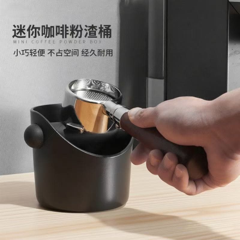 [Estoque pronto] Mini máquina de café semiautomática, caixa de batida doméstica, balde redondo de plástico, ferramenta d