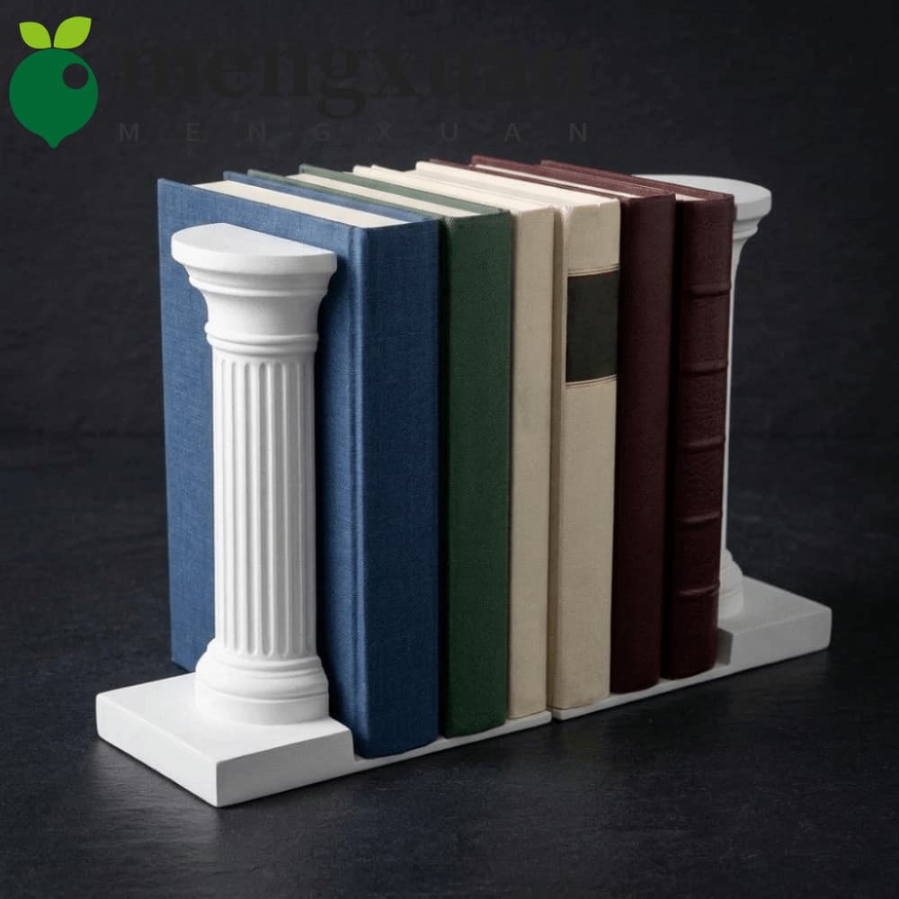1 Par De Suporte Para Livros Estilo Arquitetura , Extremidade Branca De Livro De Coluna Romana Em Forma De L , Impressão