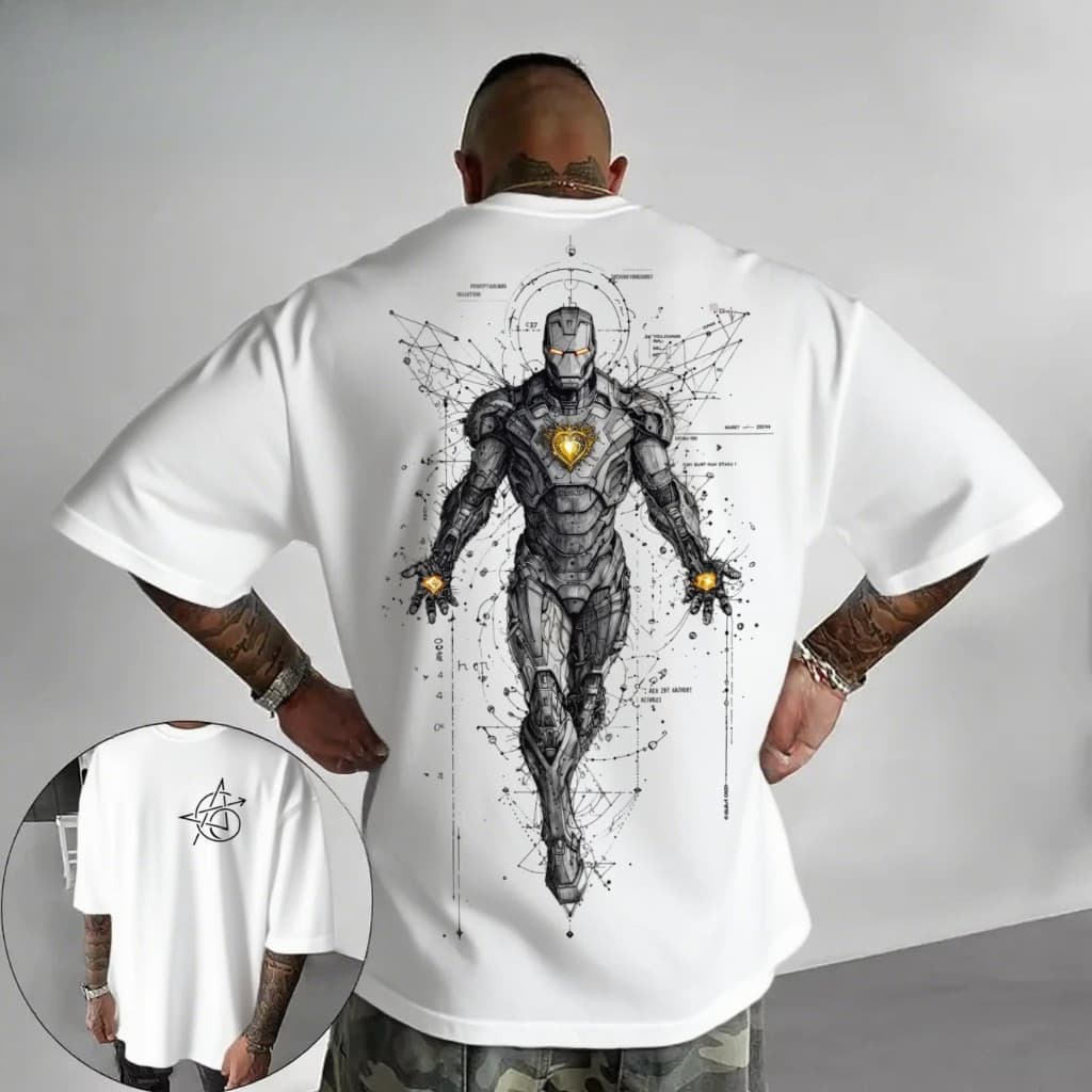 Camiseta Basica e OVERSIZED Homem De Ferro Hero Marvel Tony Stark Anime Gym Unissex