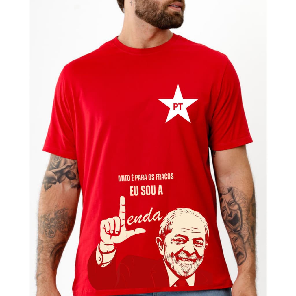 Camiseta em Algodão Eu Sou a Lenda Lula Presidente Unissex Adulto