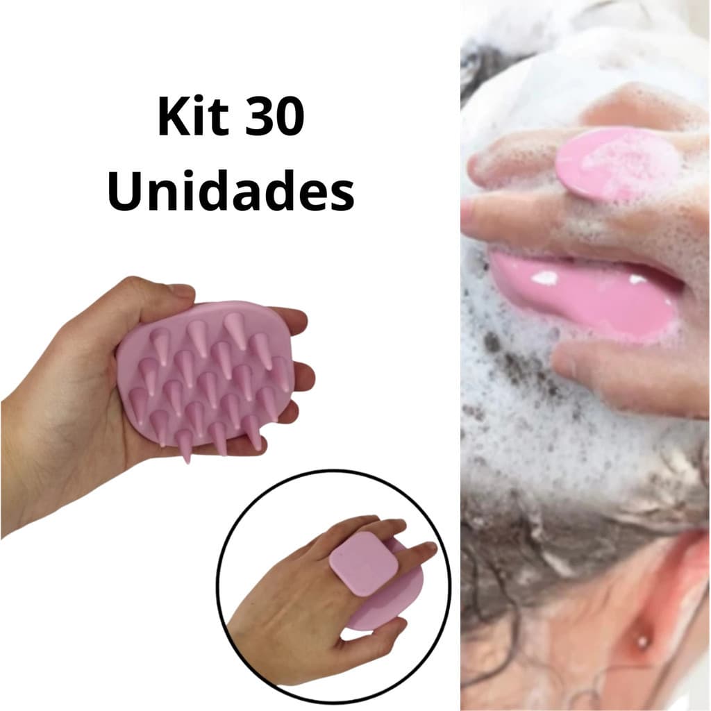 Kit 30 Escovas de Silicone Massageadora de Cabelos Fortalecimento do Cabelo