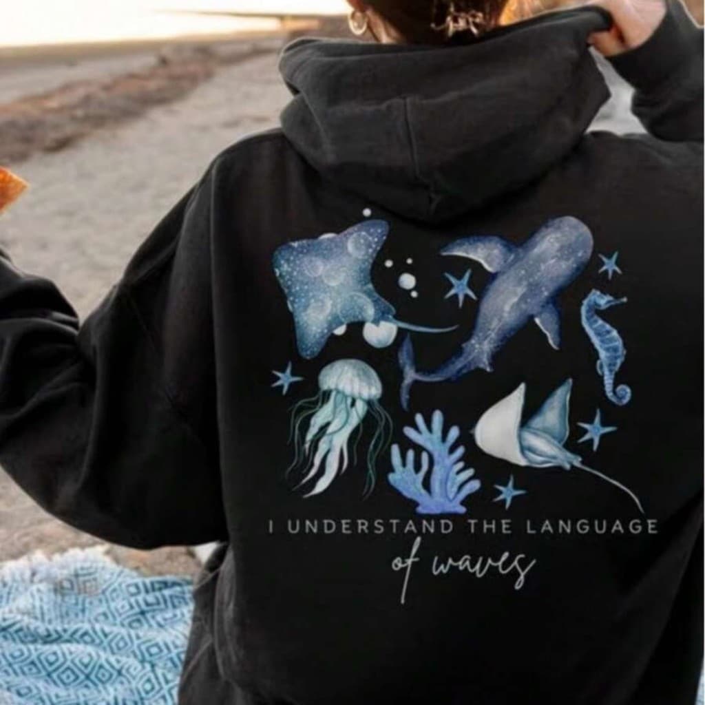 Moletom Canguru Feminino Estiloso Confortável Moderno Moda Inverno Blusa de Frio Modelo: I Understand Language of