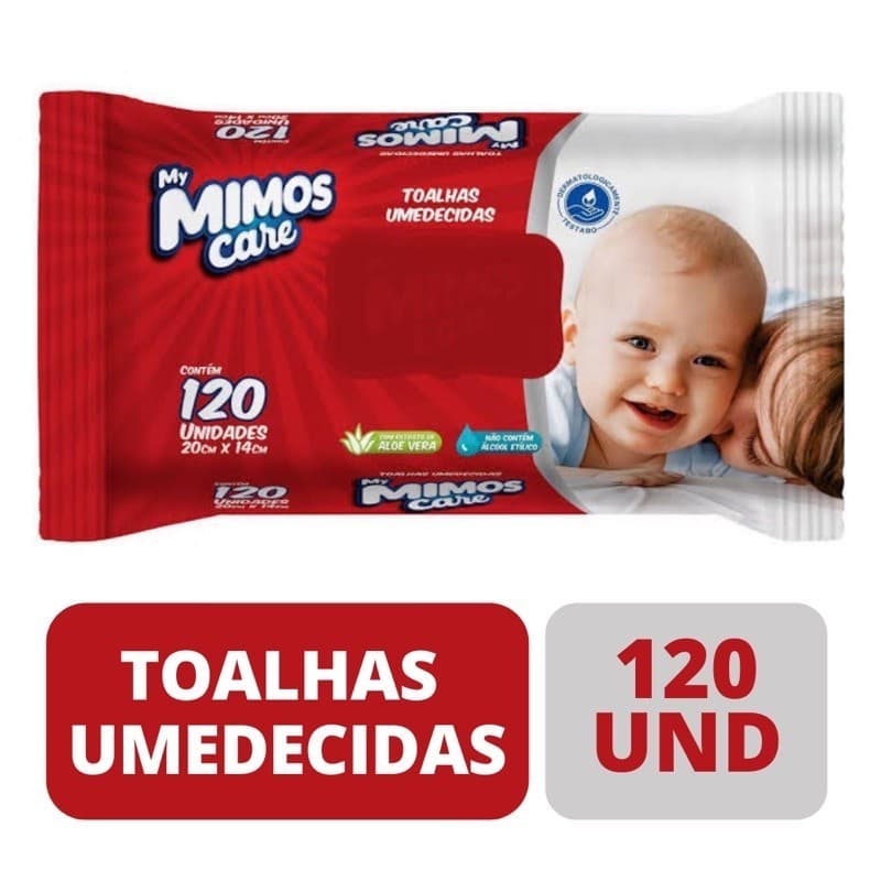 Lenço / toalhas umedecidas my mimos care com 120 unidades - Em Atacado