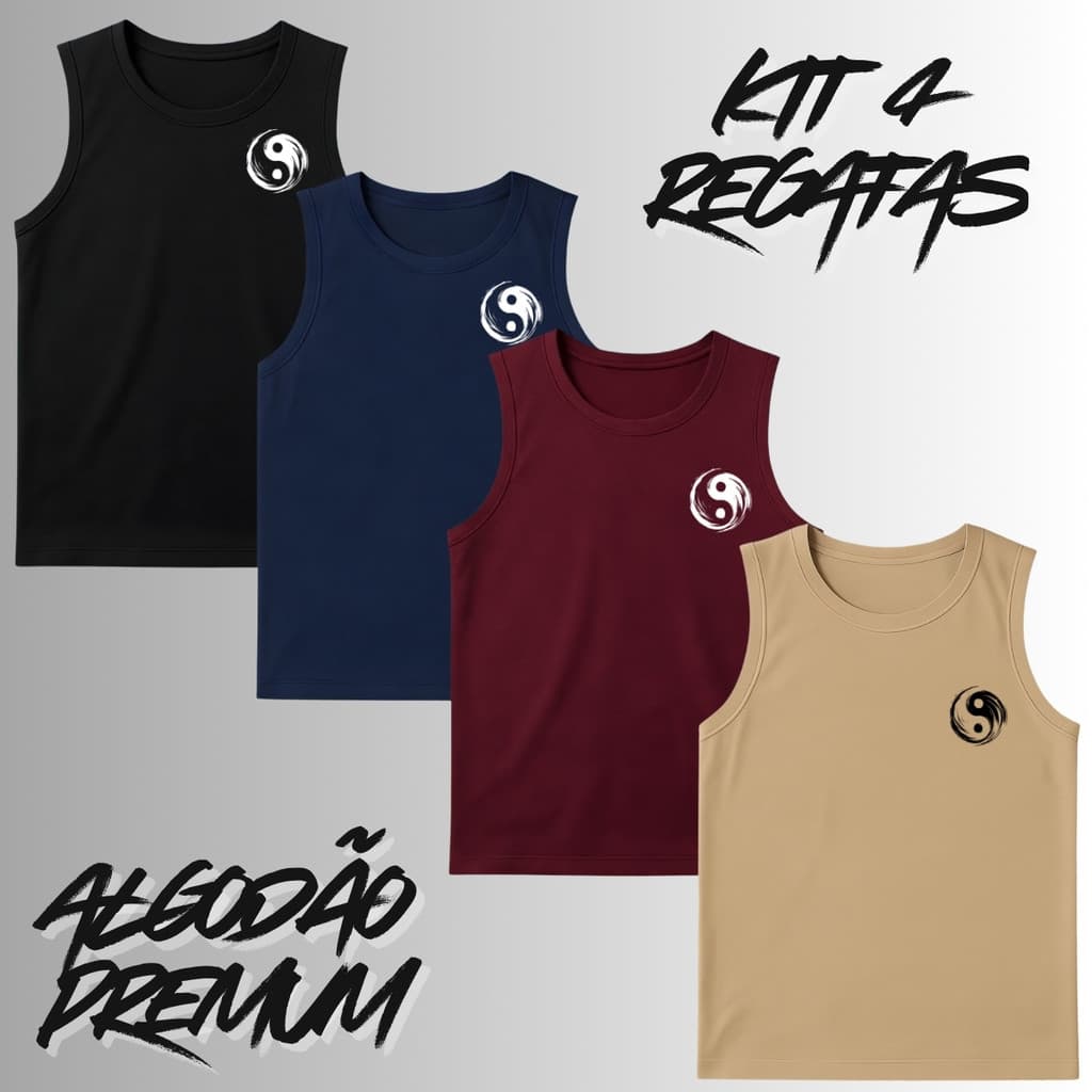 kit 4 Regatas Masculina Cavada BEMXMAU Algodão Leve e Confortavel