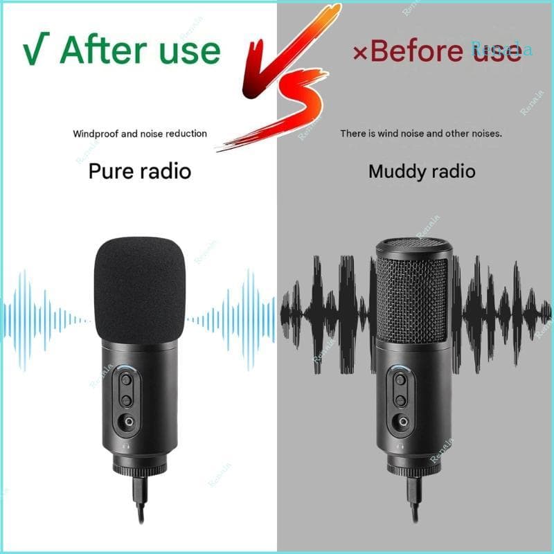 Renala Podcast Mic Windscreen Espuma Preta Para ATR2500X-USB Foam Cover Ensino