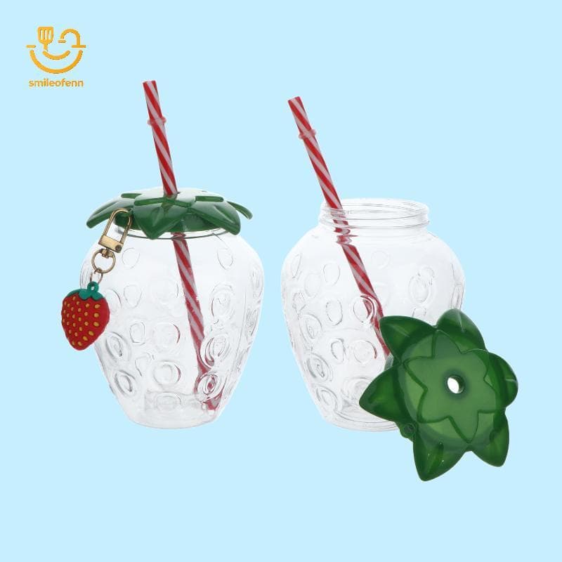 Copo Portátil De Plástico smileofenn Com Canudo Em Formato De Morango Para Aventuras Diárias br