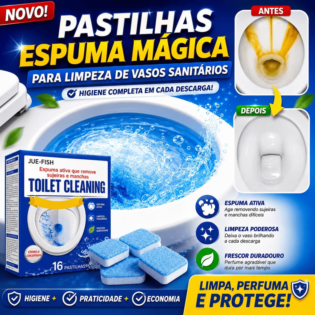 Kit 24 Pastilhas Efervescentes Para Vaso Sanitário Banheiro Limpeza Automática Tira Manchas De Urina E Calcário Cheiroso