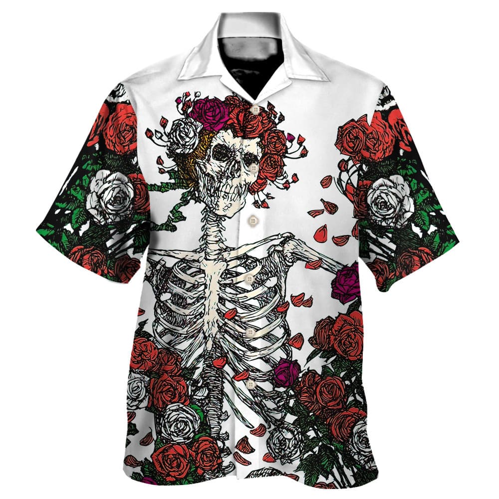 Camisa Havaiana Grateful Dead Skull Manga Curta Verão Praia Tamanho S-5XL
