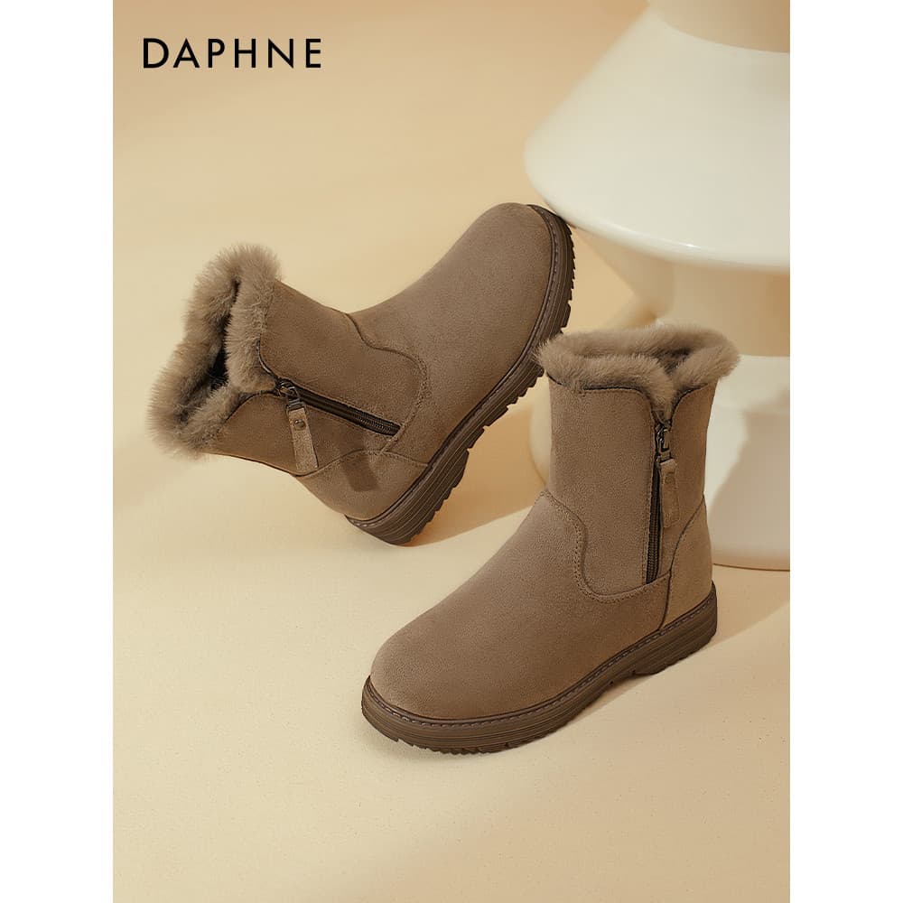 Daphne botas de neve de inverno forro de lã feminino engrossado cor café Martin botas botas antiderrapantes sapatos femi