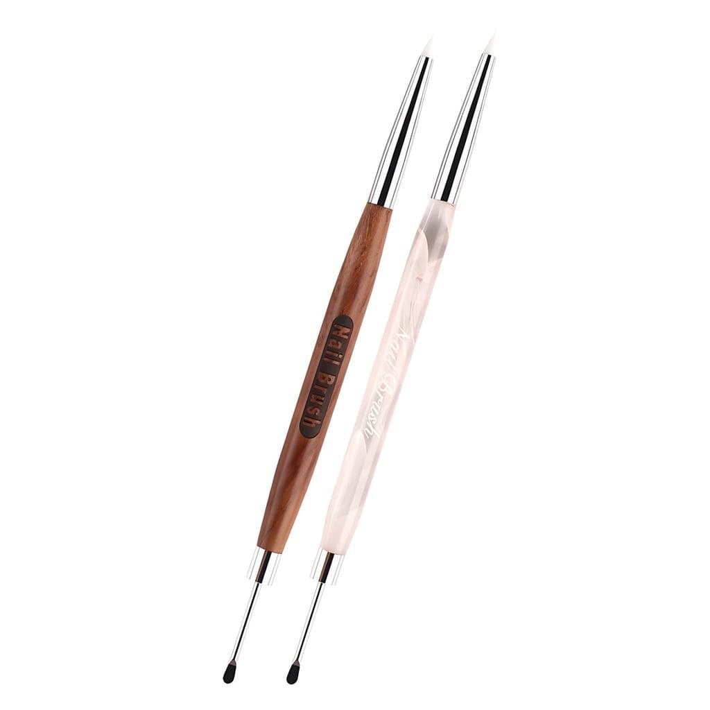 DoubleNailArtSculpturePen:&MetalDualTippedNailBrushesNailArtToolsforDesignNailFCarvingDrawingShapingEffectNailArtPensfor