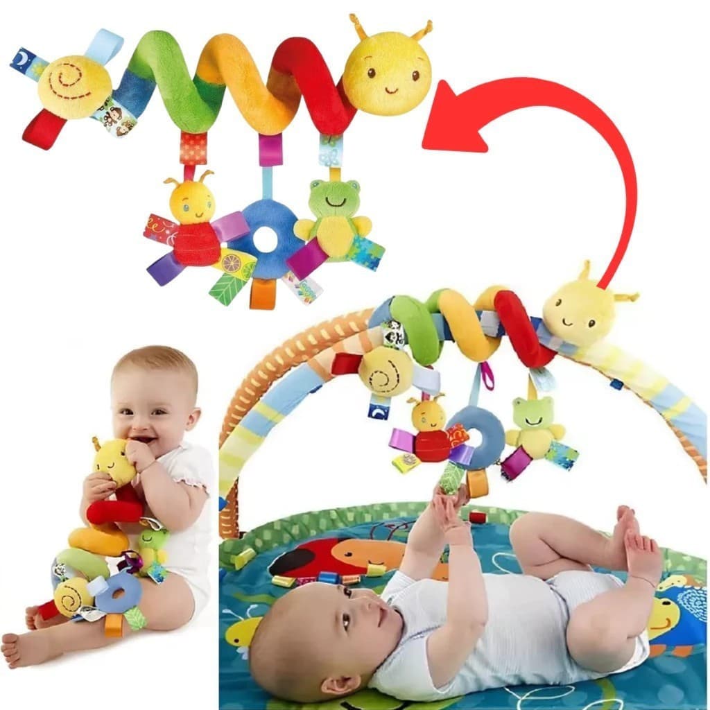 Brinquedo de pelúcia encaracolado carrinho ornamentos colorido centopéia chocalho NIOU