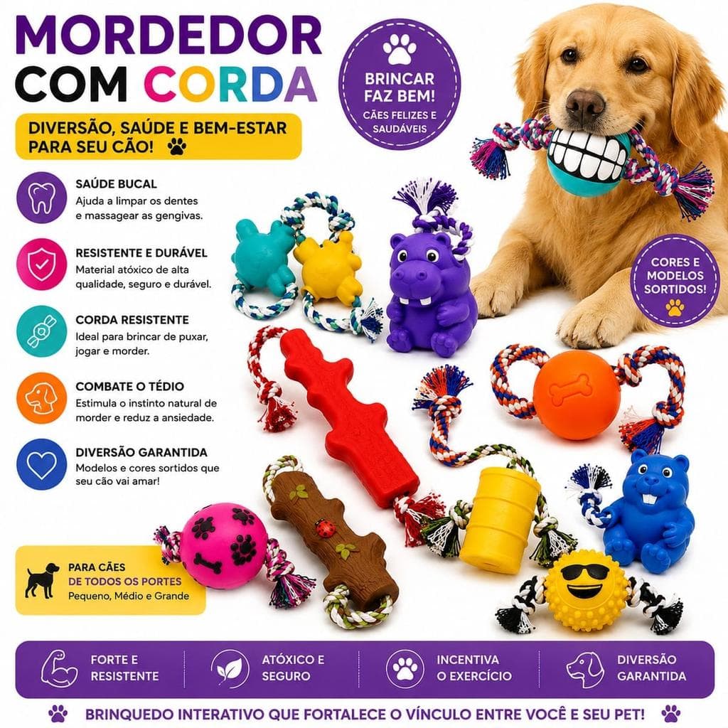 Brinquedo Pet Mordedor com Corda - 1un