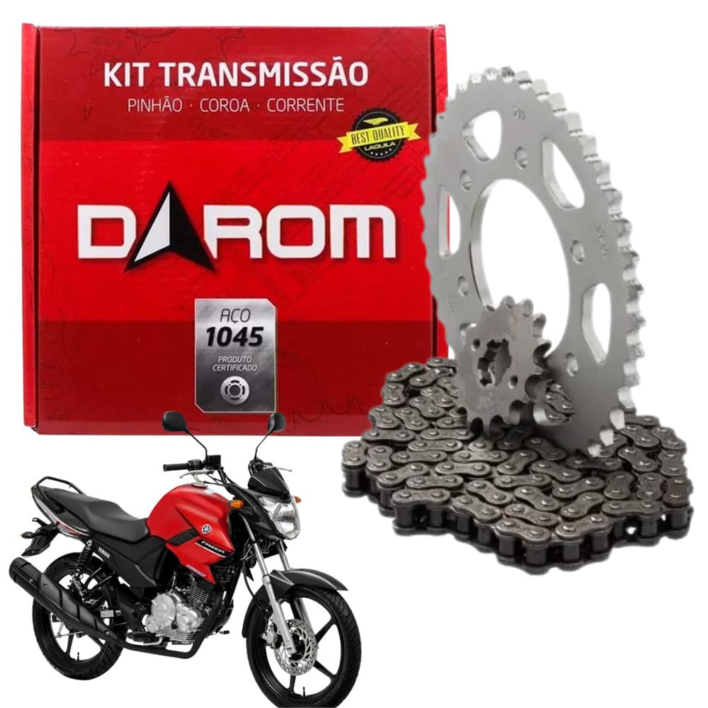 Kit Relação Transmissão Darom Fazer 150 2013 em diante Aço 1045