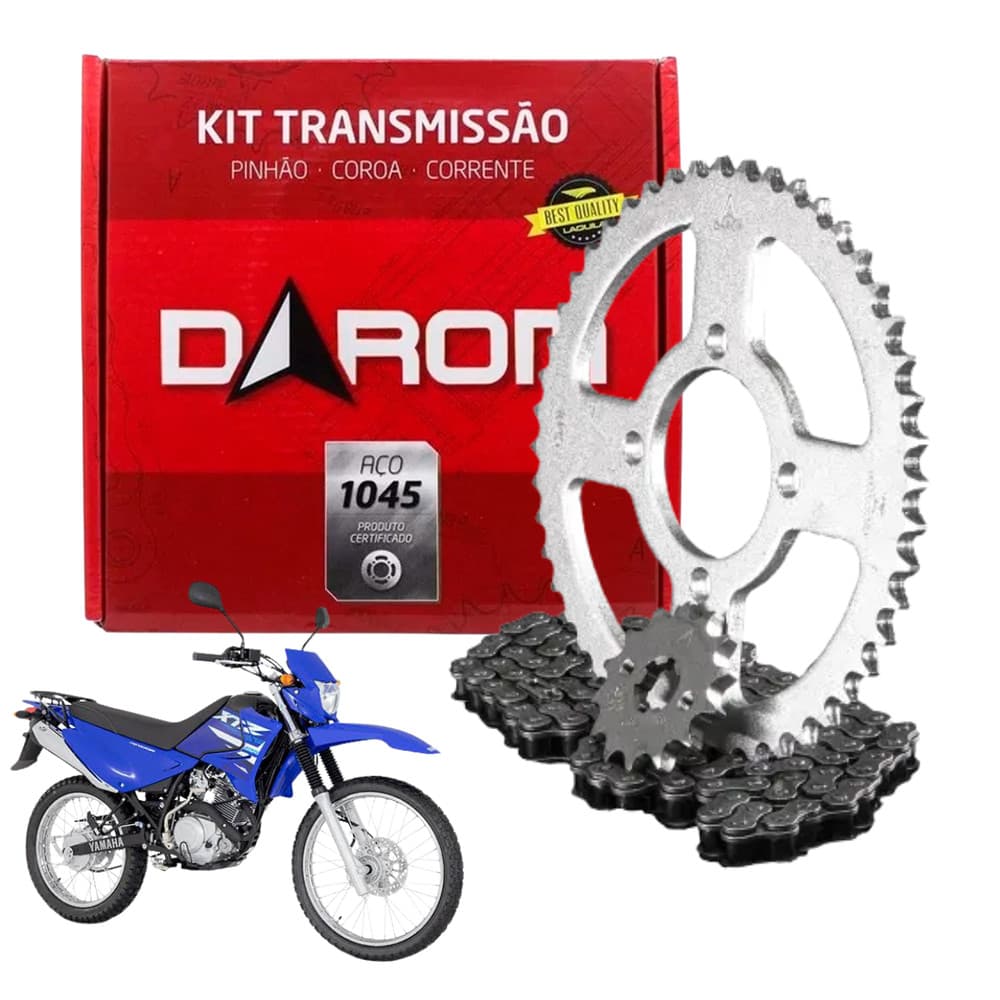 Kit Relação Transmissão Darom Xtz 125 2003 em diante Aço 1045