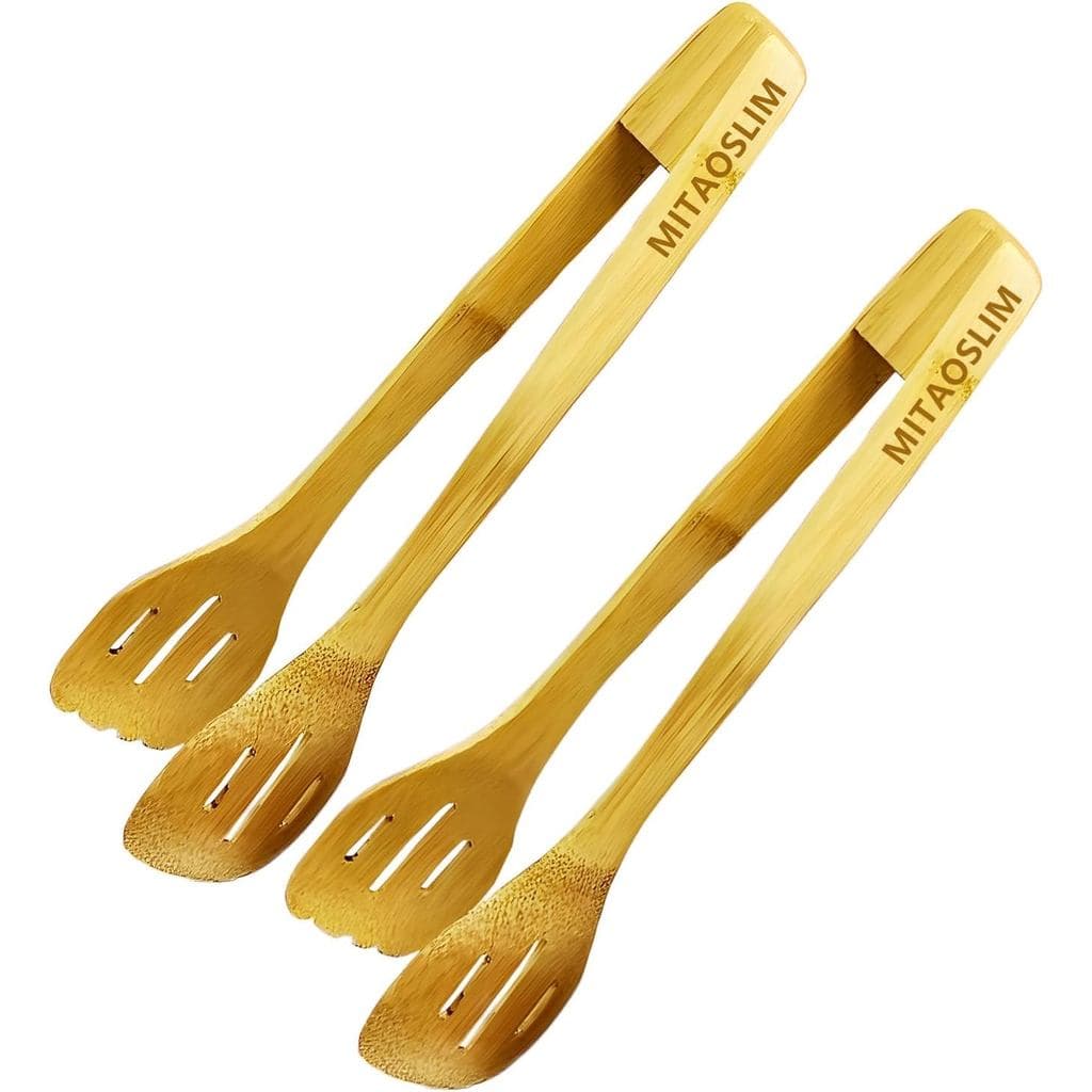 Pinças de Cozinha de Bambu Natural - 12 polegadas, Ecológicas, Resistentes ao Calor, para Cozinhar e Servir em Churrasco