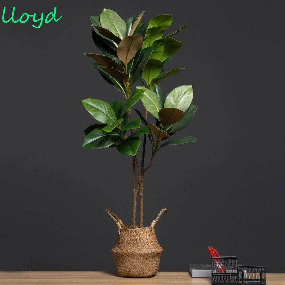 LLOYD Simulado Ramo De Árvore De Magnólia , 2 Garfos Folhas De Borracha Planta Artificial , Plantas Artificiais De 110cm