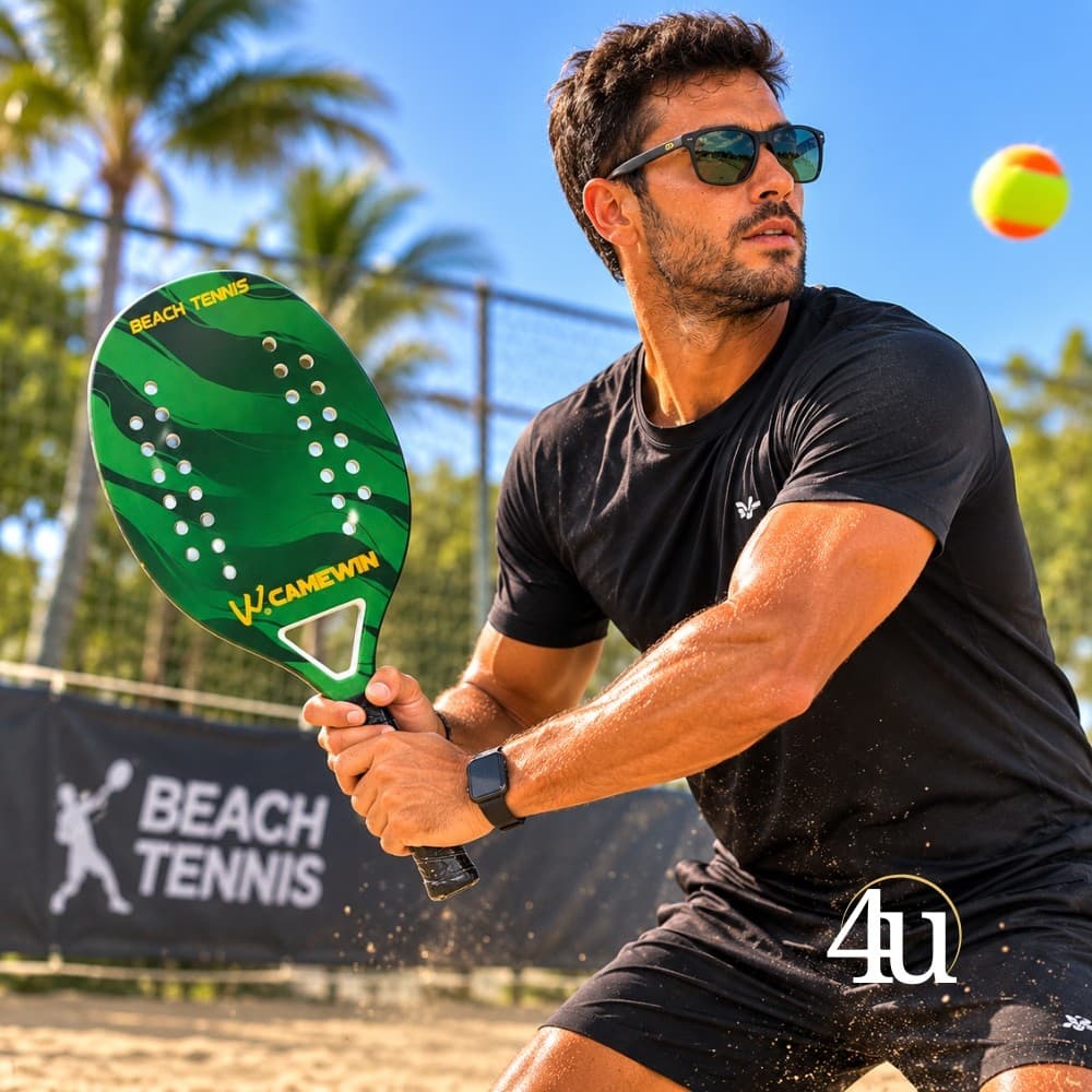Kit 2 Raquetes Beach Tennis Camewin Carbono e Fibra de Vidro + 2 Bolinhas e Bolsa Esporte Praia