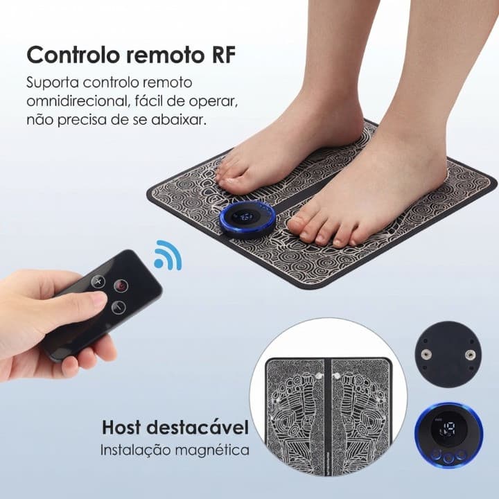 Tapete de Massagem para Pés EMS TENS Elétrico Estimulador Muscular Atlas