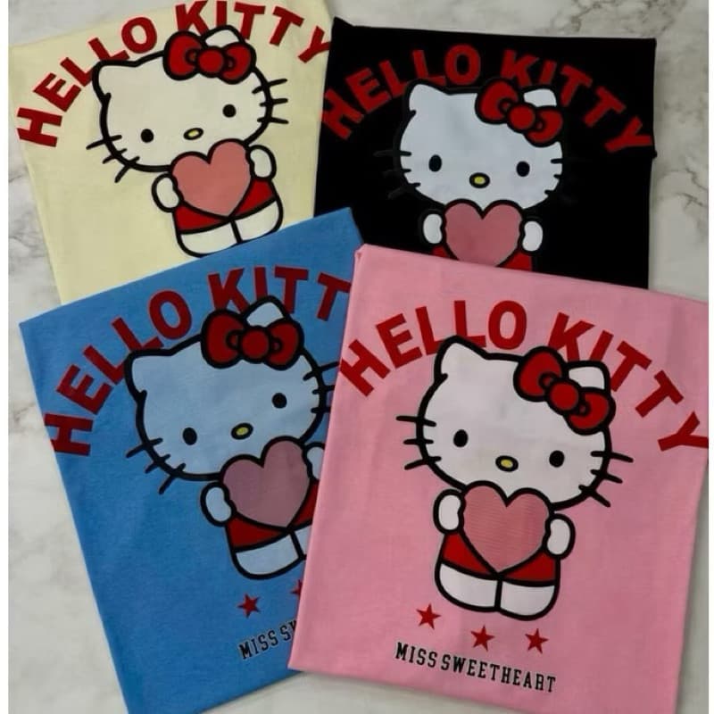 Camiseta Feminina Estampada Gatinha Hello Kitty Algodão Premium
