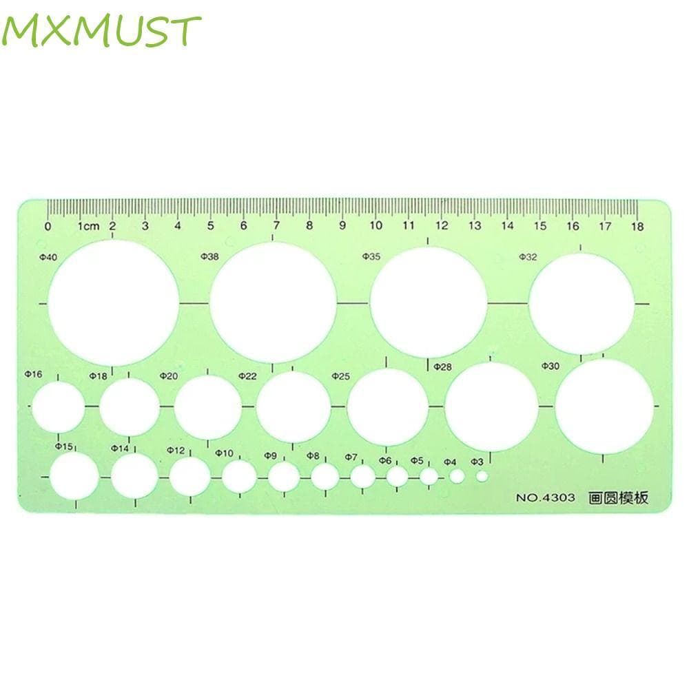 MXMUST Régua De Desenho Ferramenta De Medição De Plástico Transparente Círculos Curva Verde Oval