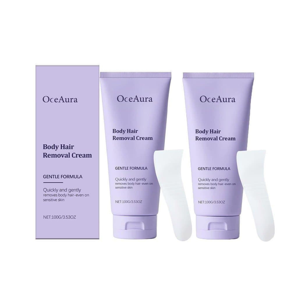 Creme de remoção de pelos Oceaura, adequado para remoção de pelos sensíveis e corporais, indolor, com raspador, unissex
