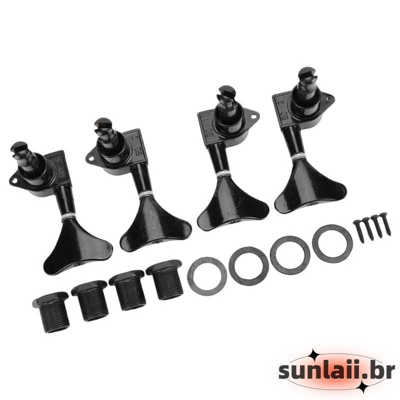 SUNLAII 4 Unidades Botões Cabeça Máquina Afinação Selados Baixo Preto Fáceis Instalar