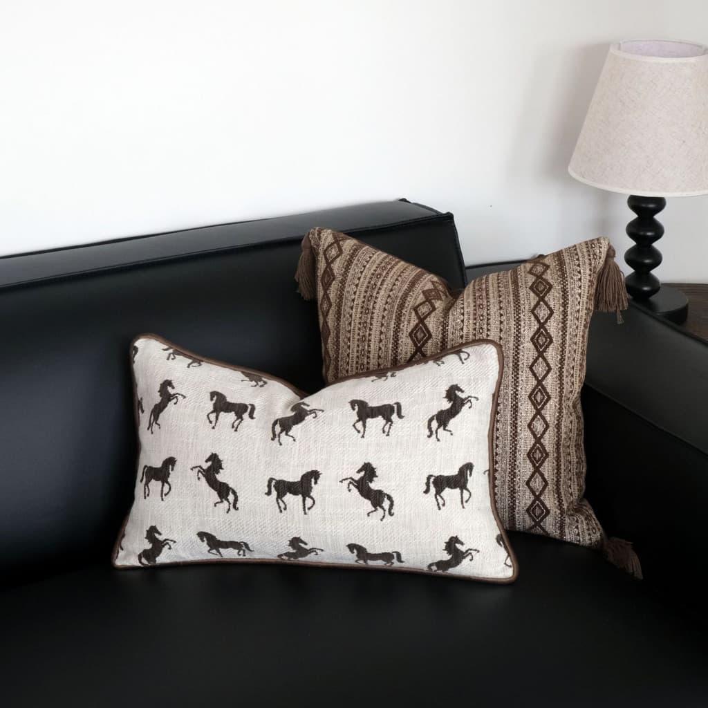 Capa de almofada de tecido estilo luxo leve série marrom travesseiro de sala de estar fronha lombar