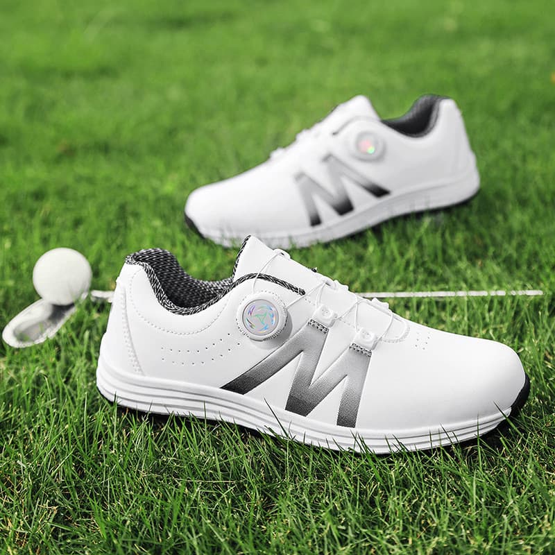 Sapatos de Golfe Masculinos Impermeáveis com Fecho de Botão Rotativo e Sola Antiderrapante, Adequados para Campo de Golf