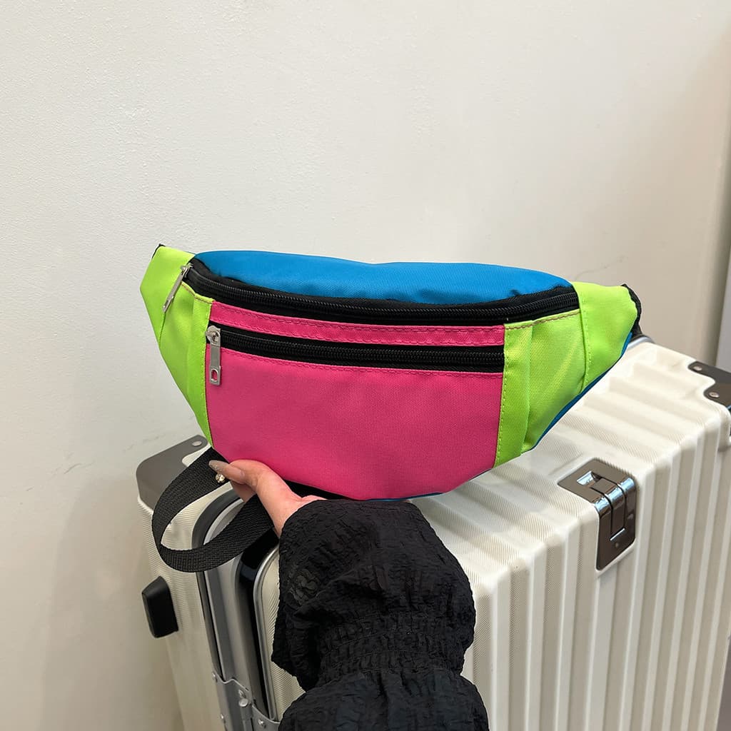 Nova Bolsa de Cintura de Inverno 2024 para Homens e Mulheres, Bolsa Transversal de Ombro Único com Contraste de Cores, B
