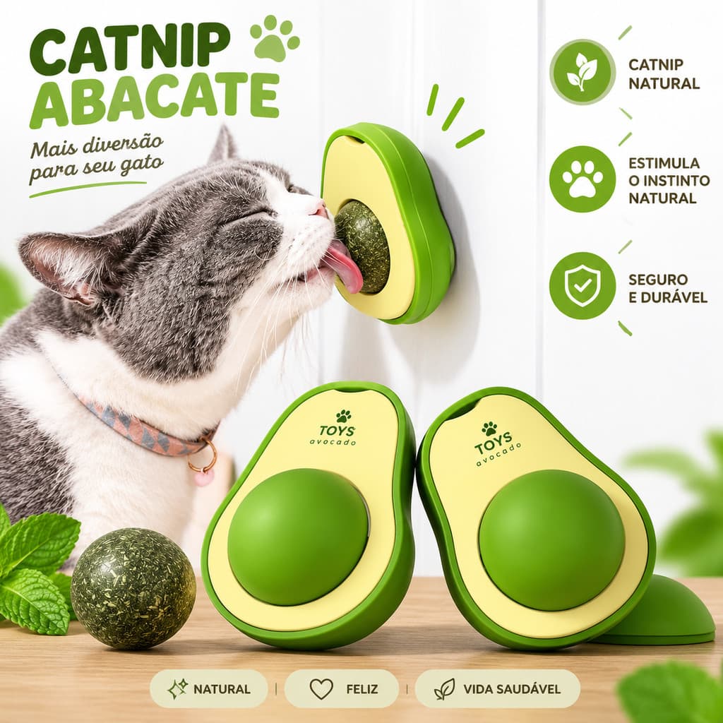 Brinquedo para Gatos Abacate com Catnip Erva de Gato Natural Mordedor Interativo Anti Estresse