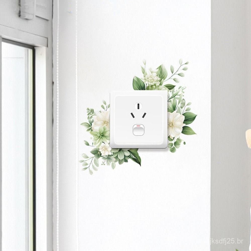 Adesivo De Interruptor De Planta Verde YINFANTEWN , Autoadesivo Removível Folha De Flor , À Prova D'água