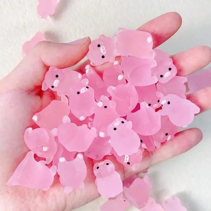6/30/1 Caixa de Mini Porcos Luminosos que Brilham no Escuro, Criativos, em Miniatura Rosa, para Decoração de Jardim, Pai