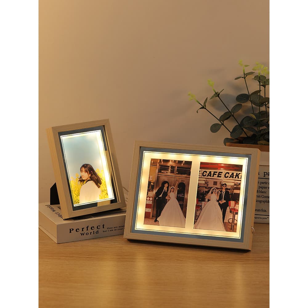 Criativo mesa iluminação moldura de foto 20 23 27cm lavagem foto impressão feita decoração de mesa presente para amigos