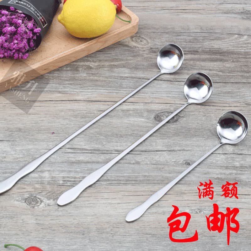 Colher de tempero com cabo estendido de aço inoxidável, colher pequena para tanque profundo, colher de Smoothie, agitaçã