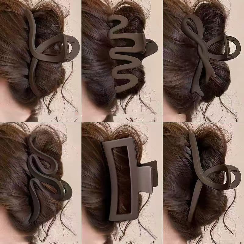 Presilha de cabelo grande em formato de garra de tubarão, marrom fosco, um novo acessório de cabelo para a parte de trás