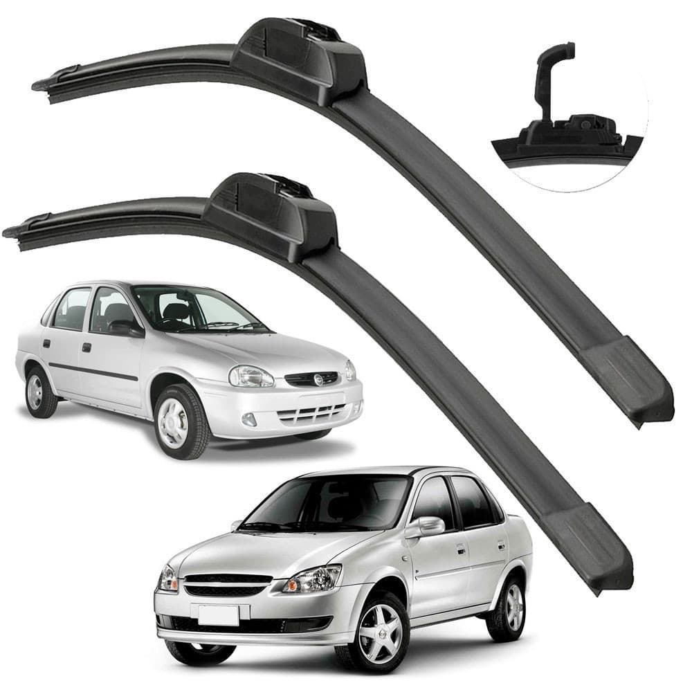 Par de Palhetas Limpador Parabrisa Dianteiro Corsa Sedan Classic 1995 até 2016 18p 18p