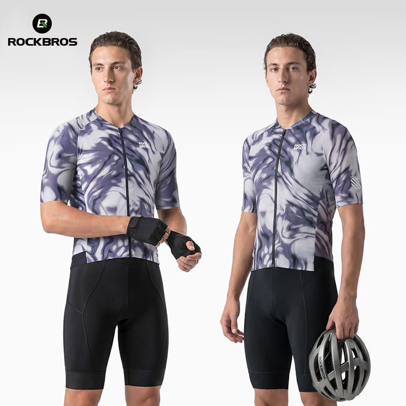 ROCKBROS Camisa De Ciclismo De Manga Curta Masculina Respirável Alta Elasticidade Umidade Wicking Roupas Superiores MTB