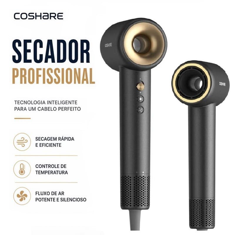 Secador de Cabelo Iônico Secagem Rápida Ar Quente/Frio 110V Branco Azul Preto Cinza voltikk