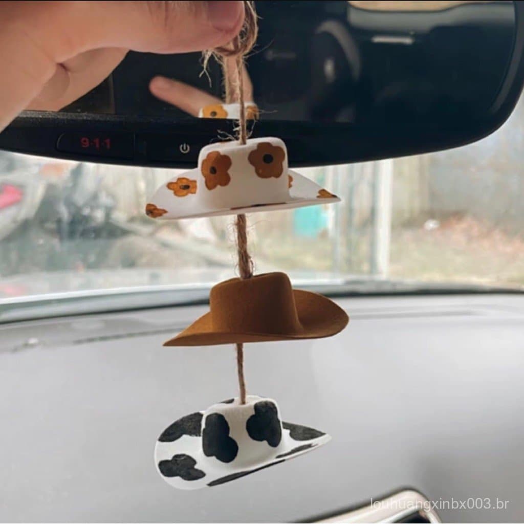 Chapéu de Cowboy Fofo, Acessórios para Carro, Acessórios para Espelho Retrovisor, Decoração Interior para Homens e Mulhe