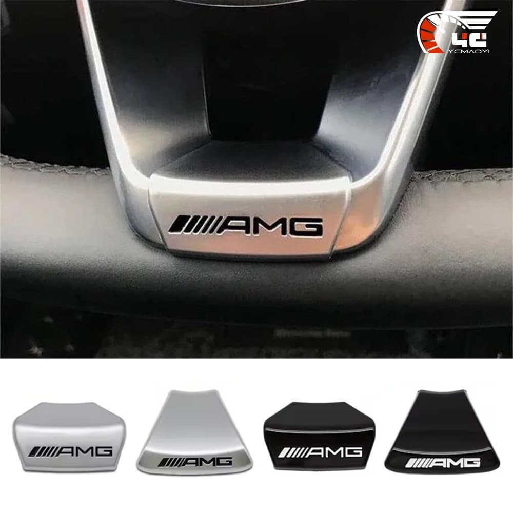 Emblema de Volante AMG em Metal para Mercedes Benz W204 W205 W206 W212 W213 CLA GLC X253 GLE W167 GLA H247 Adesivo Ac SD