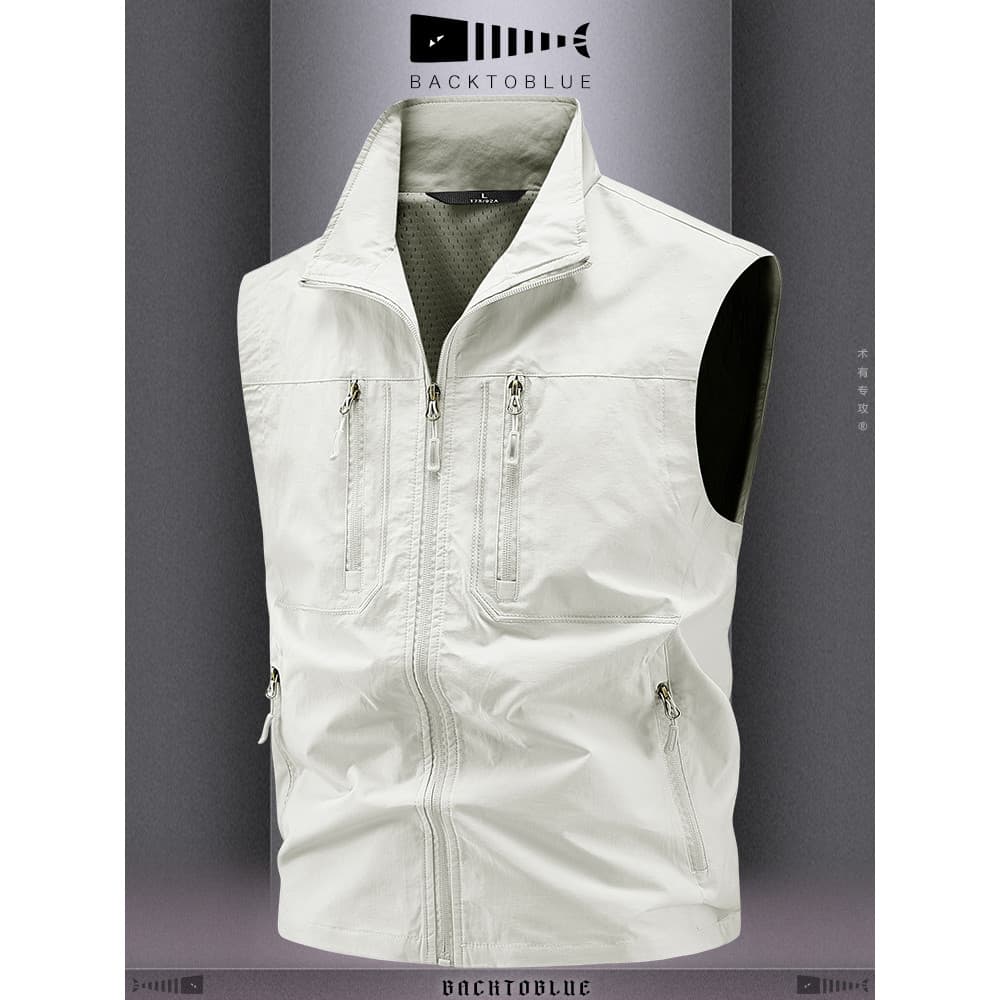 Colete de trabalho ao ar livre masculino primavera verão Casual Multi-bolso de secagem rápida colete de pesca colete tát