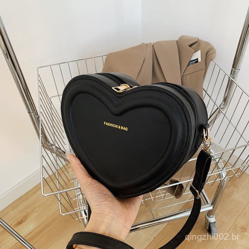 Bolsa feminina em formato de coração com estilo moderno, bolsa feminina da moda, bolsa transversal em formato de coração