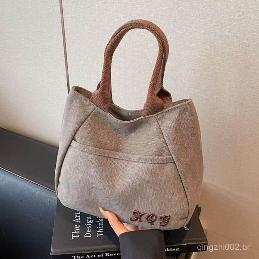 Bolsa de lona exclusiva para mulheres, pequena bolsa de mão para ir ao trabalho, bolsa de mão para deslocamentos, bolsa