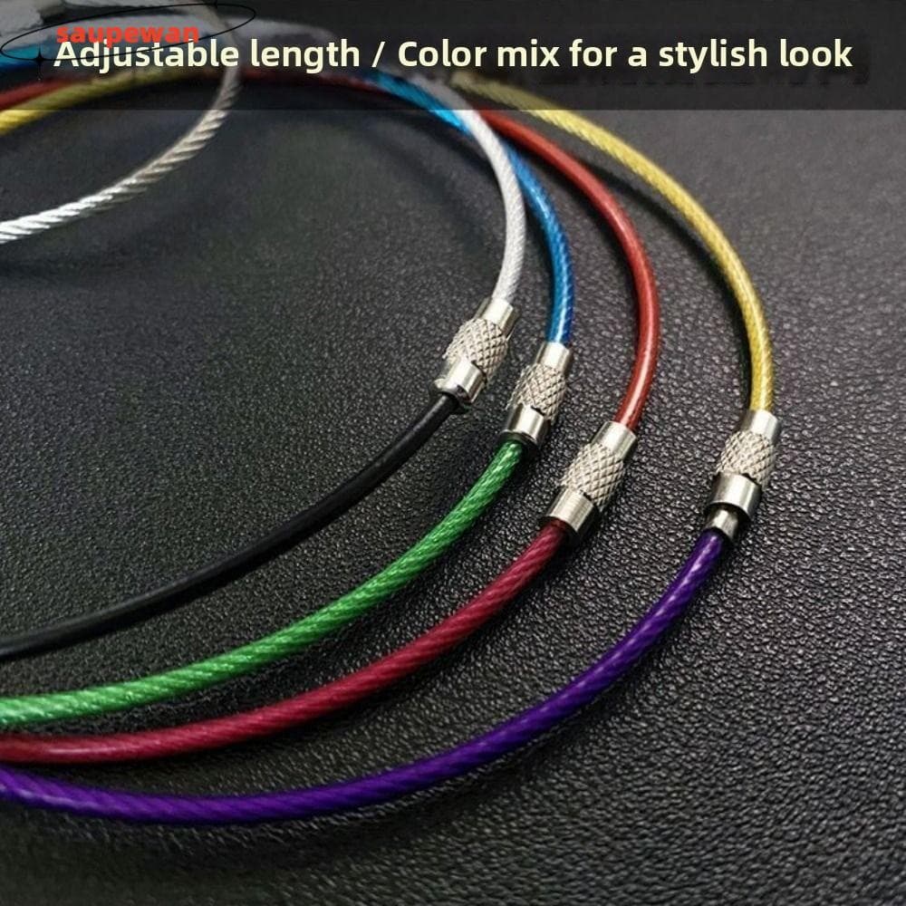 SAUPEWAN 5 Peças De Fio De Anel De Chaveiro , 6 Cores DIY Círculo Corda Cabo Laço , 2 * 100mm Dispositivo De Bloqueio De