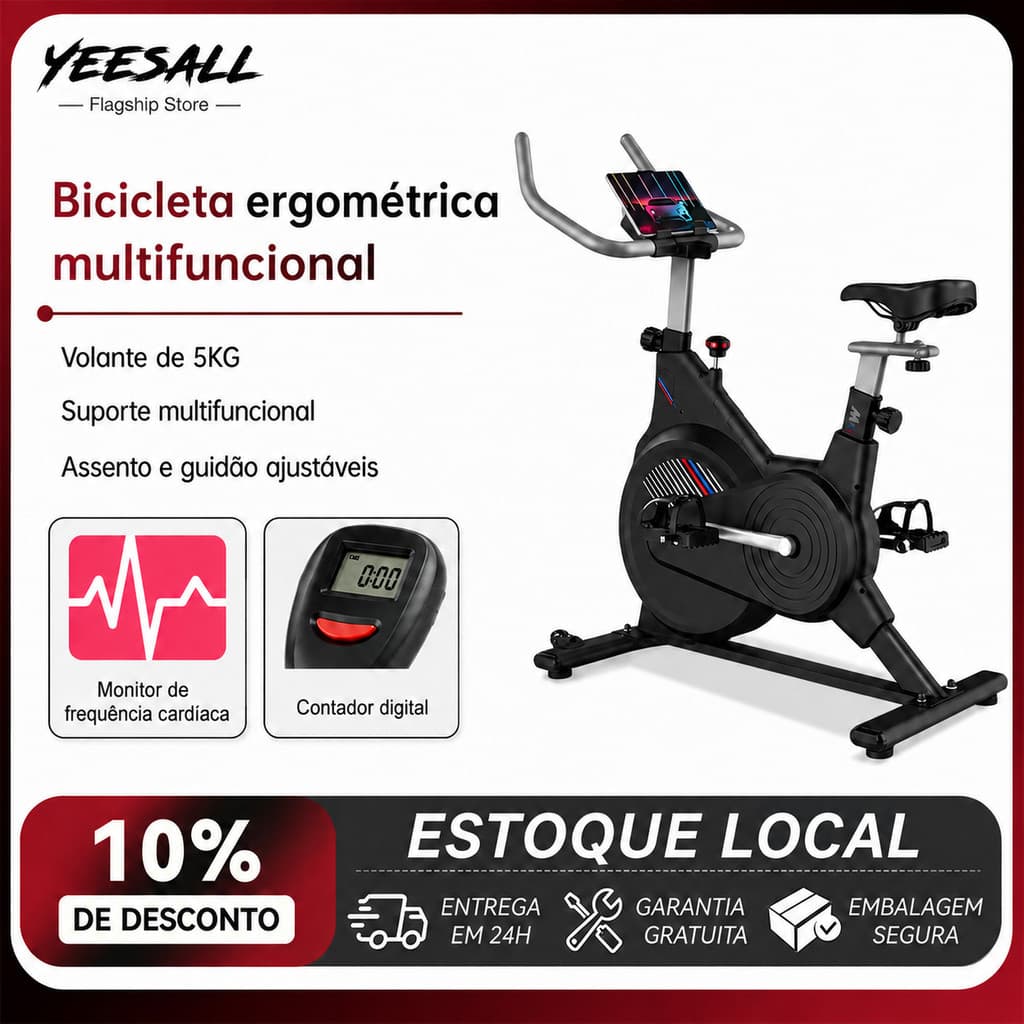 yeesall Bicicleta Ergométrica Compacta e Silenciosa - Bike Spinning para Apartamento, 150kg