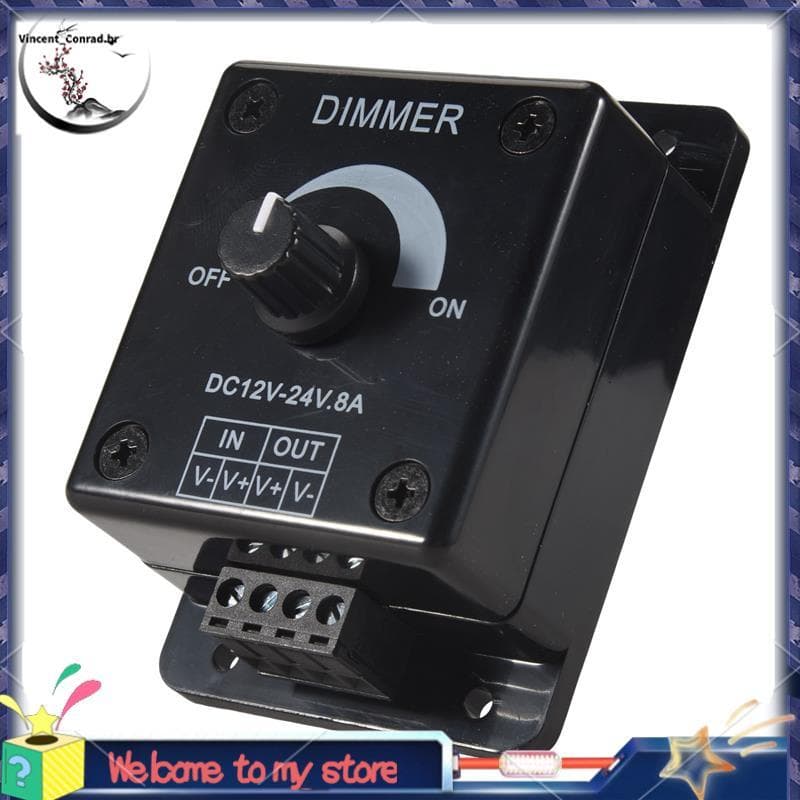 Interruptor Dimmer LED Preto DC 12V 24V 8A Brilho Ajustável Lâmpada Tira Driver Controlador De Fonte De Alimentação De L