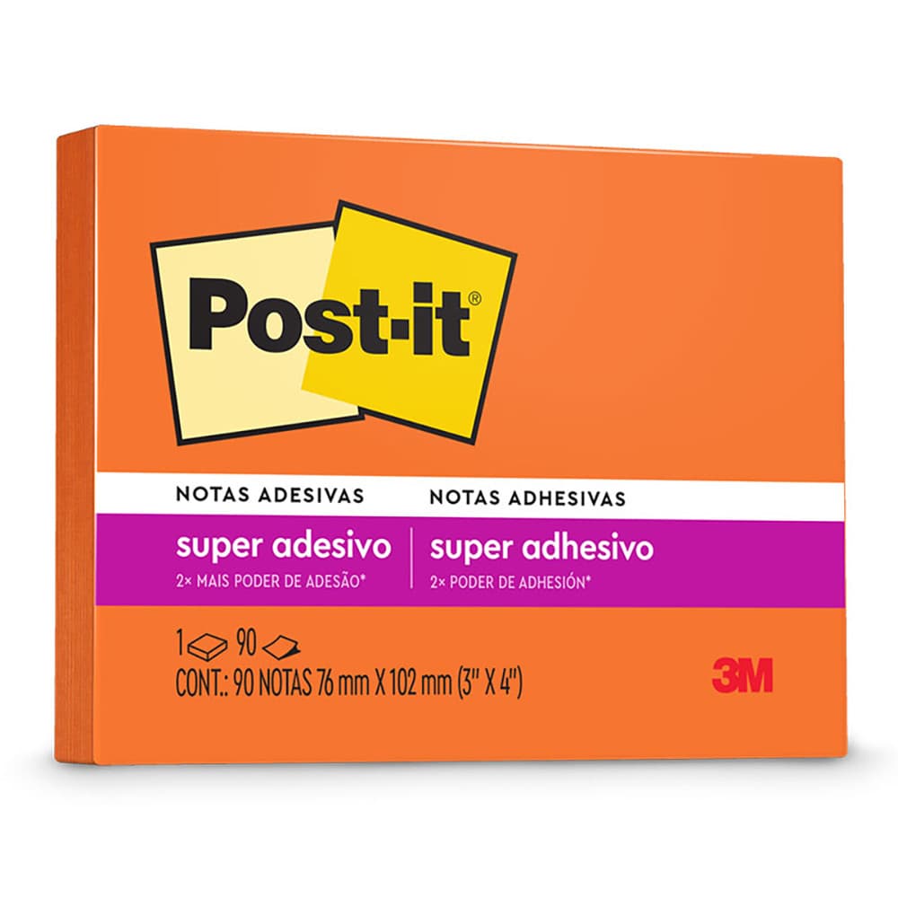 Bloco de notas super adesivas Post-it Laranja Vital 76x102mm 90 folhas 3M