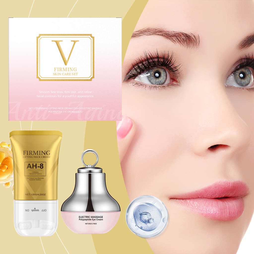 AH-8 pescoço conjunto de cuidados com os olhos massagem elétrica creme para os olhos pescoço endurecimento loção suaviza